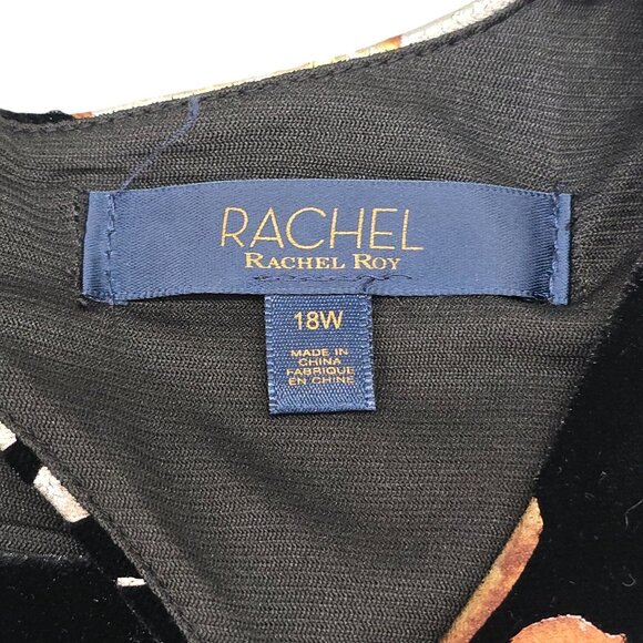 Rachel Roy Floral Sleeveless Velvet Dress Keyhole Back Design Black & Beige NWT - Picture 11 of 16